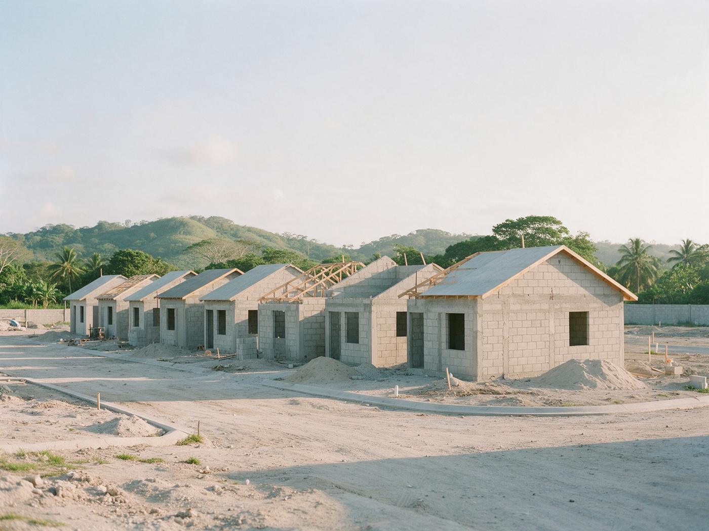 Casas en construcción en un terreno